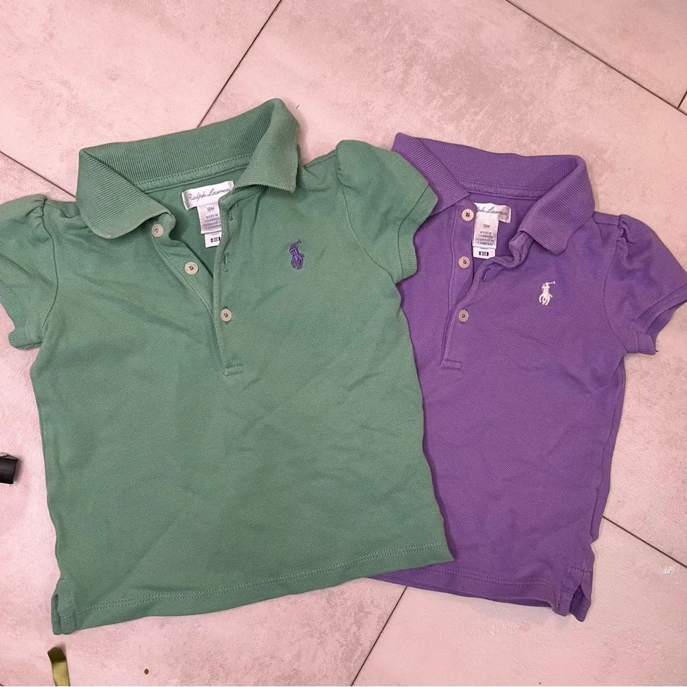 Bundle Ralph Lauren Kids' Green and Purple‎ Polo Shirts size 18 months